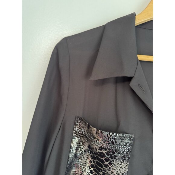 Frank Lyman Womens Button Up Sheer Top Size 6 Black Artsy Whimsigoth Mob Wife - Picture 7 of 10